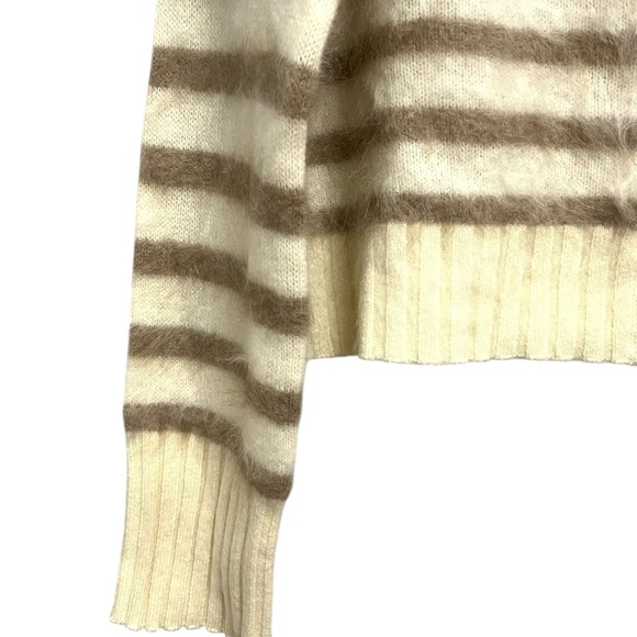 La Ligne Striped Brushed Cashmere Cardigan Sweater Small Loose Winter Cozy - Picture 8 of 15